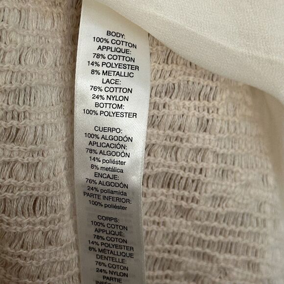 CHICOS Shirt Ivory tassel Fringe Beaded Layered look Woven Tunic Top 4 XXL 1x - Picture 6 of 10